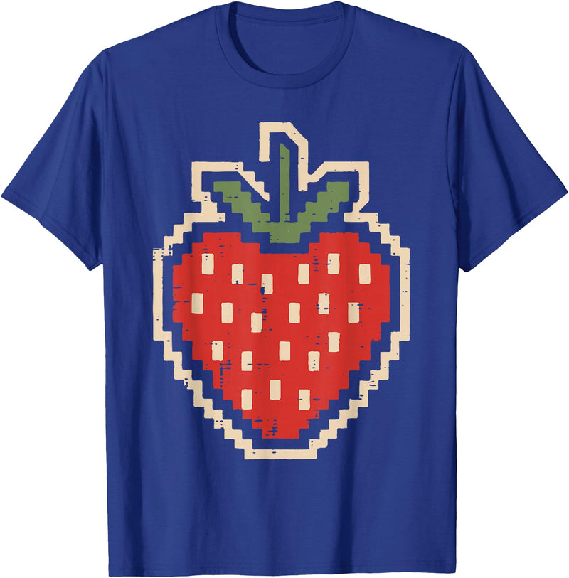 Halloween Shirts For Women Men Kids Boys Girls Halloween Pixel Strawberry 80s Video Game Costume Men Women T-Shirt - Royal