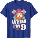 Cute Guinea Pig Lover HD0 Guinea Pig 9th Birthday Wheek I'm 9 T-Shirt - Royal Blue