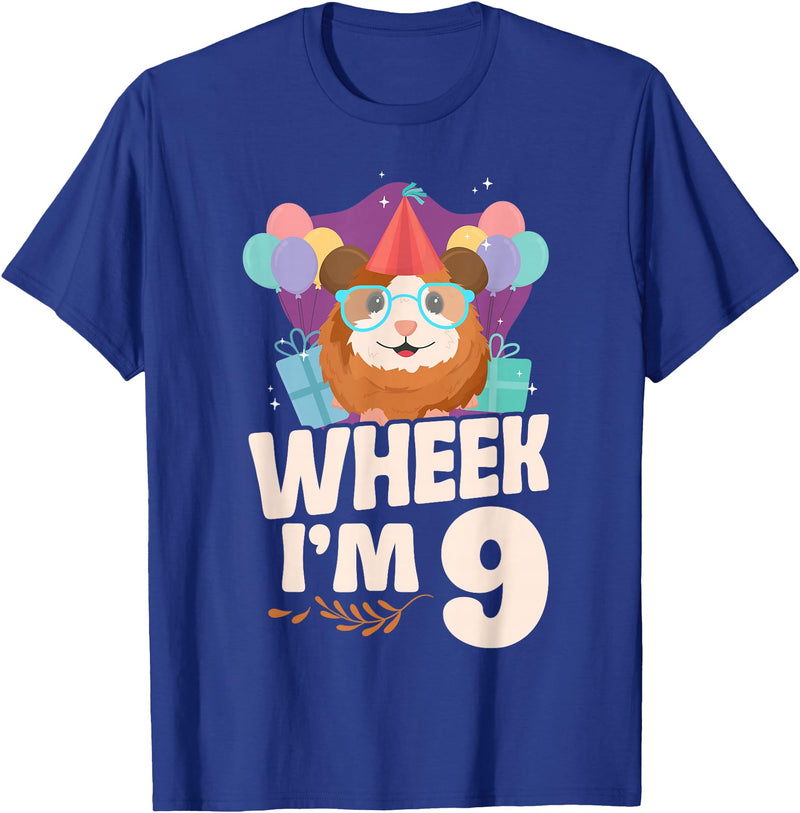 Cute Guinea Pig Lover HD0 Guinea Pig 9th Birthday Wheek I'm 9 T-Shirt - Royal Blue