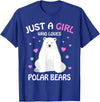 Funny Polar Bear Lover Apparel & Gift Ideas Just A Girl Who Loves Polar Bears Girls Polar Bear Gift T-Shirt - Royal Blue