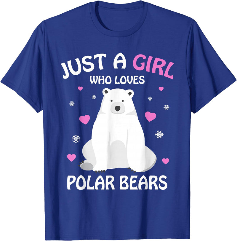 Funny Polar Bear Lover Apparel & Gift Ideas Just A Girl Who Loves Polar Bears Girls Polar Bear Gift T-Shirt - Royal Blue