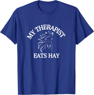 My Therapist Eats Hay Co. My Therapist Eats Hay Funny Horse Lover T-Shirt - Royal Blue