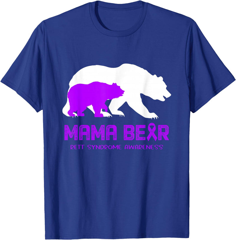 Rett Syndrome Awareness T-Shirt Mama Bear Rett Syndrome Awareness Shirt For Women Men T-Shirt - Royal Blue