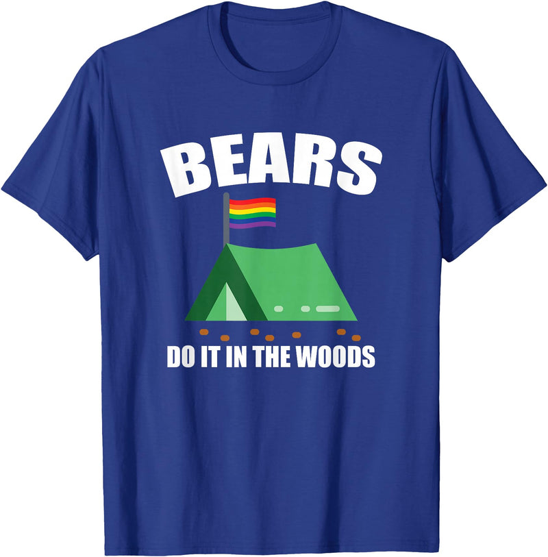 Gay Camping Bears LGBT Funny Gay Camping LGBT Pride Bears T-Shirt - Royal Blue