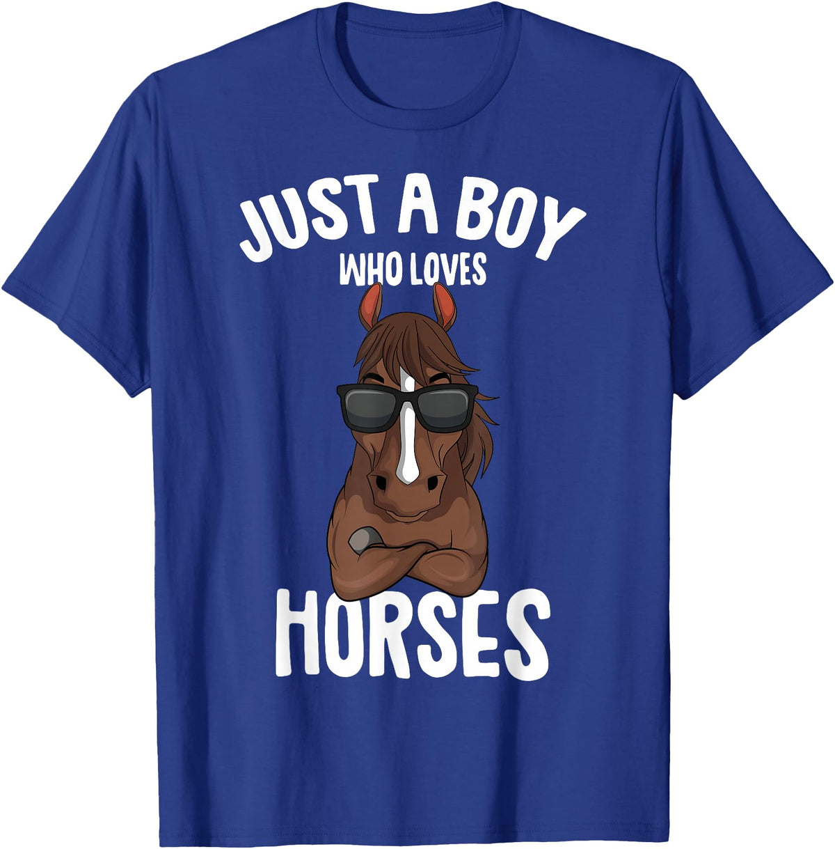 Cute Horse Owner Gifts Just a Boy who Loves Horses Equestrian Horseback Riding Kids T-Shirt - Royal Blue