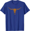 Distressed Texas Apparel Cow Skull Cowgirl Cowboy Texas Vintage Men Woman T-Shirt - Royal Blue