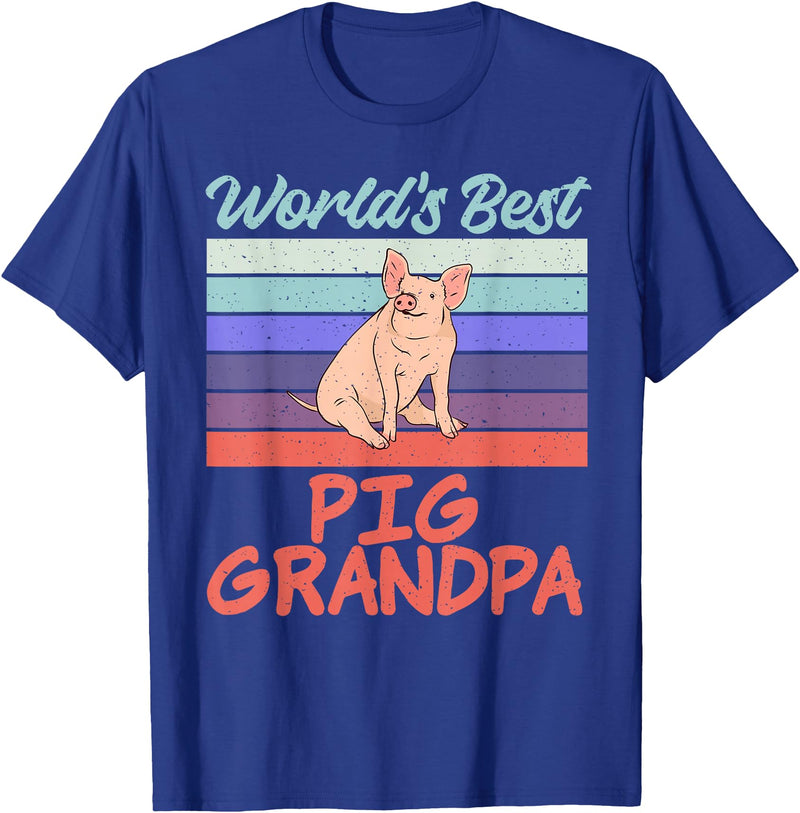 Pig Lover Gifts & Accessories Worlds best Pig Grandpa Pig Owner Pig Farmer Pig Grandad T-Shirt - Royal Blue