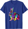 Cute Rainbow Color Bunny Vibrant Meadow Rabbit Tribute T-Shirt in Royal Blue