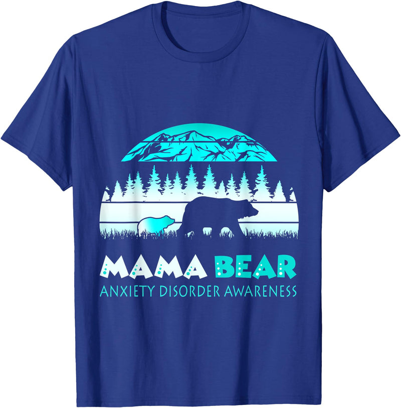 Mama Bear Retro Anxiety Disorder Awareness T-Shirt - Royal Blue