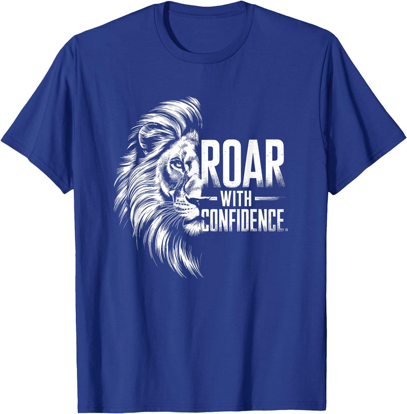 Wild Spirit Animal Theme Designs For Men And Women Roar with Confidence - Lion Design For Him And Her T-Shirt - Royal Blue