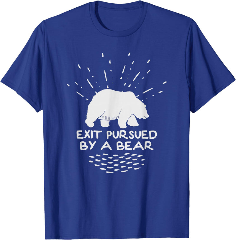 Funny Winter Tees Exit Pursued By a Bear - Funny Shakespeare - Winter Shirt T-Shirt - Royal Blue