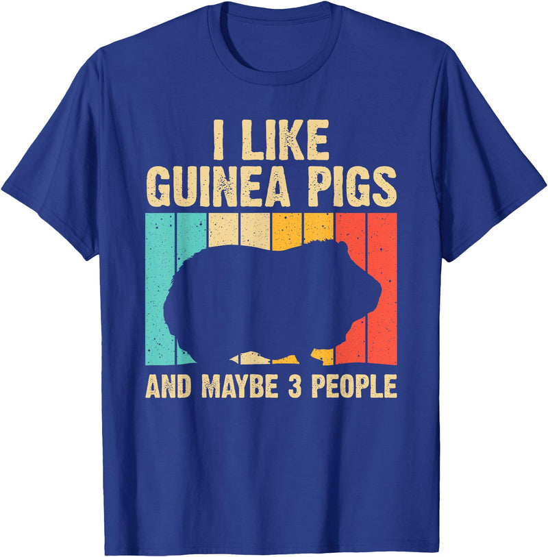 Cool Vintage Guinea Pig Gift Domestic Cavy Animal Funny Guinea Pig Design For Men Women Kids Guinea Pig Lovers T-Shirt - Royal Blue