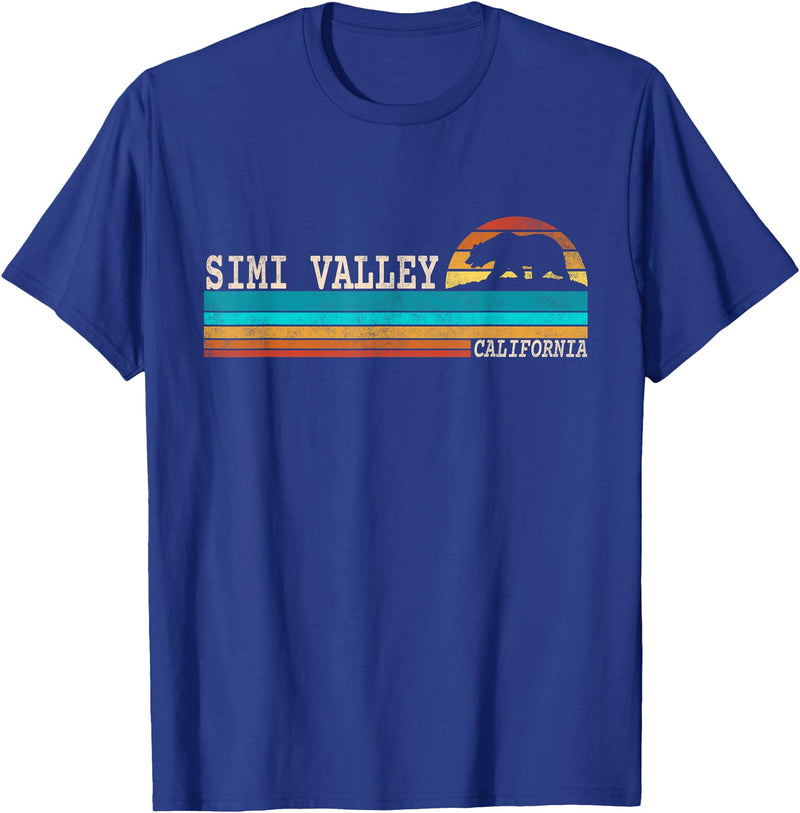 California Republic US State Bear Flag Sunset Simi Valley California State Bear Retro Sunset T-Shirt - Royal Blue