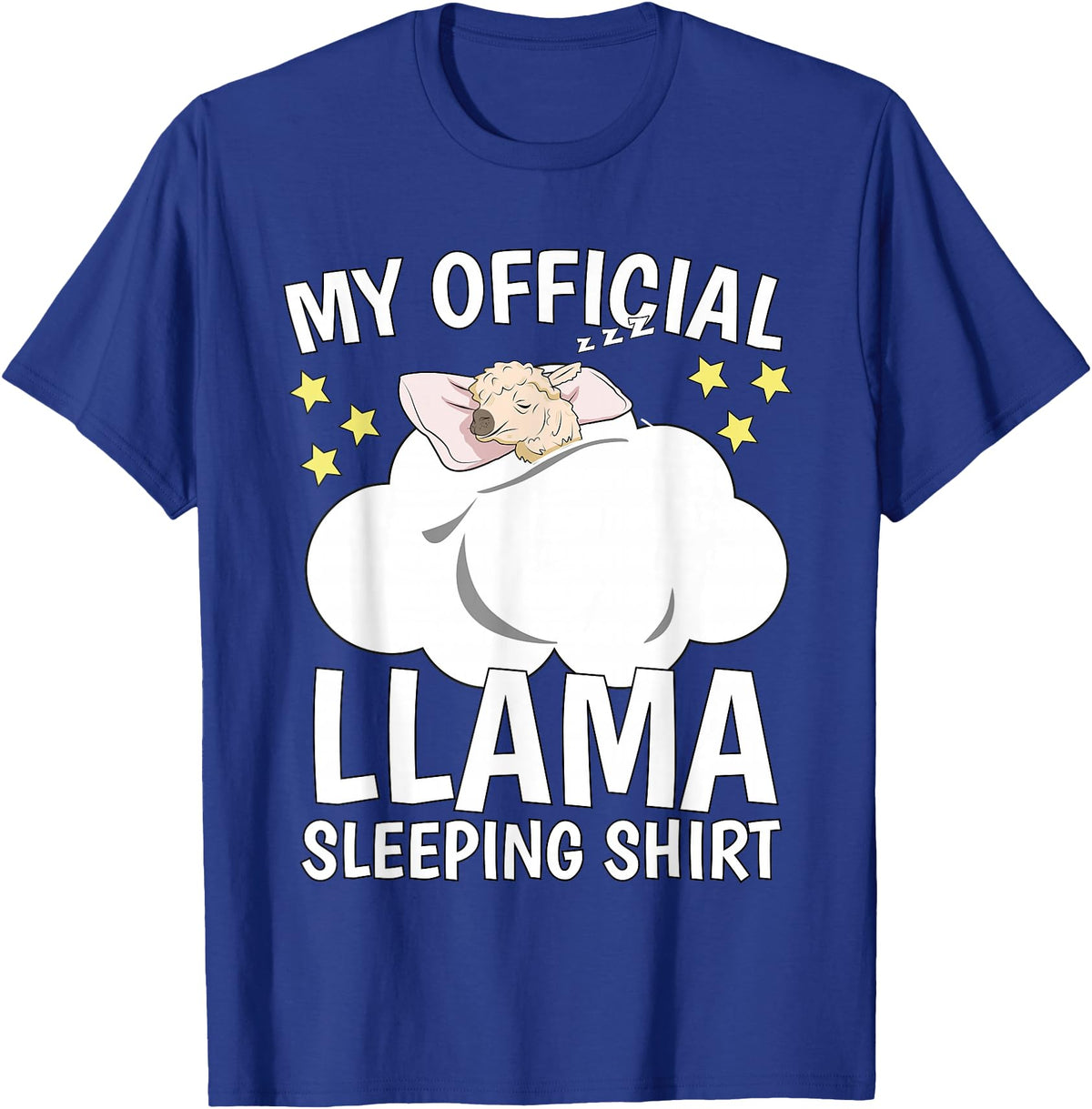 Llama Sleeping Wear Kids, Women & Men Official Sleeping Shirt Sleep Shirt Pajama Naps PJ Llama T-Shirt - Royal Blue