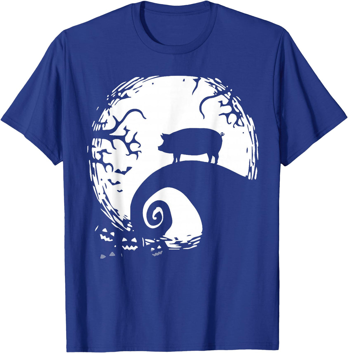 Funny Pig With Moon Halloween Tee Shirt Pig and Moon Halloween T-Shirt - Royal Blue