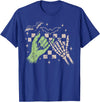 Halloween Vibes Funny Skeleton Hand Spooky Season T-Shirt - Royal Blue