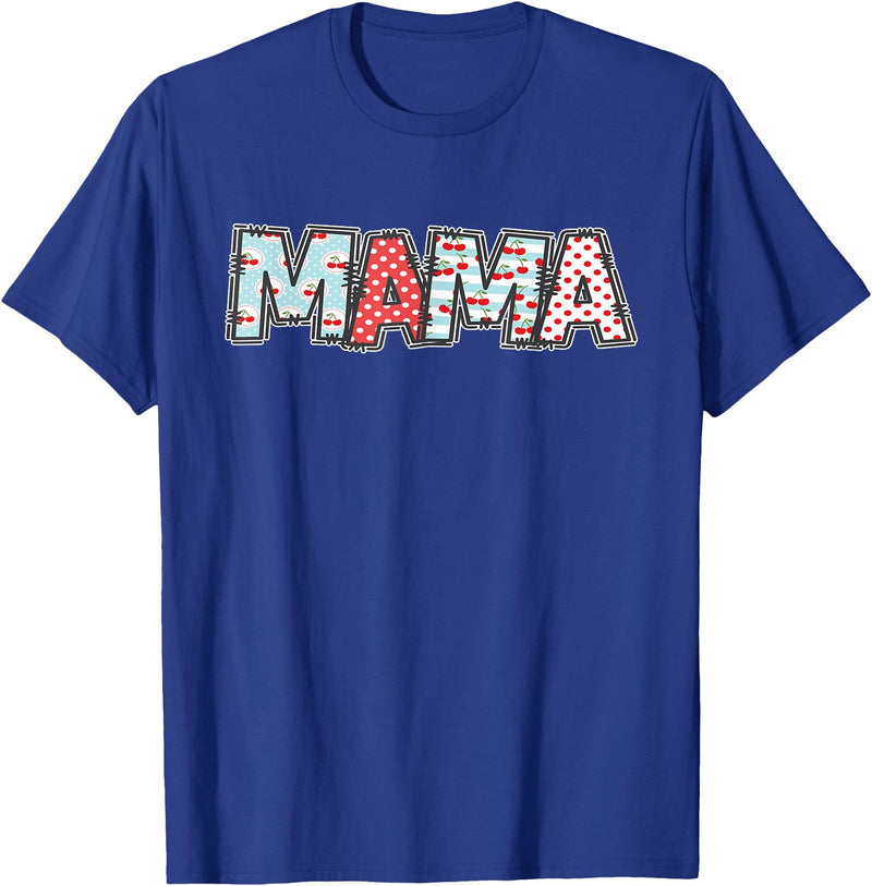 Retro Cherry Matching Family Tees Boho Cherry Mom Mama Halloween Costume T-Shirt - Royal Blue