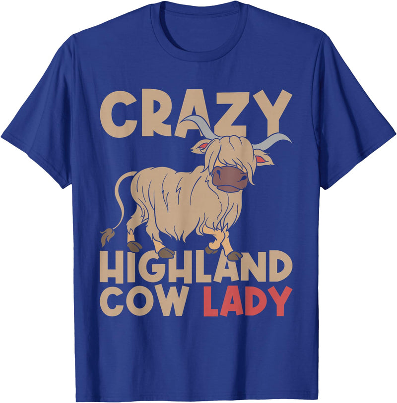 Scottish Animal Hairy Highland Cow Gift Crazy Highland Cow Lady Women Farmer Scottish Highland Cow T-Shirt - Royal Blue