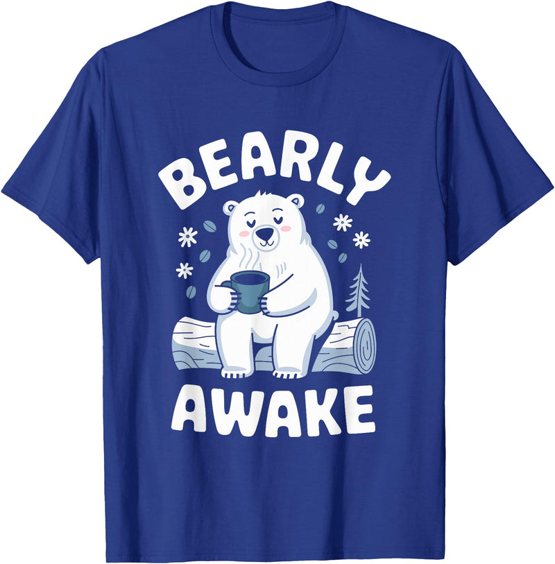 Polar Bear PJ Gifts Polar Bear Pajama Coffee Bearly Awake Sleep T-Shirt - Royal Blue