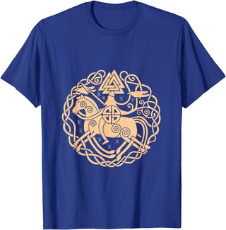 Thor Scandinavia Axe Celtic Raven Runes Norway Viking Symbols Horse Valhalla Scandinavia Raven Gift T-Shirt - Royal Blue