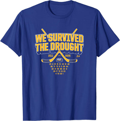 Cow Breakingt We Survived the Drought Buffalo Hockey T-Shirt