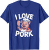 Pig Chef Barbecue Enthusiast Humor I Love Pork Funny Pig Chef Cartoon BBQ T-Shirt - Royal Blue
