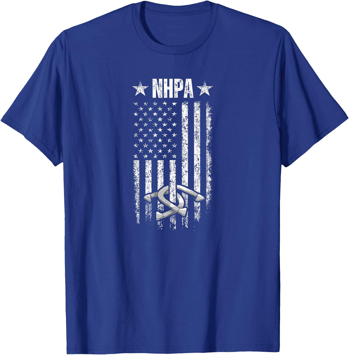 National Horseshoe Pitchers Association NHPA Distressed Flag T-Shirt - Royal Blue