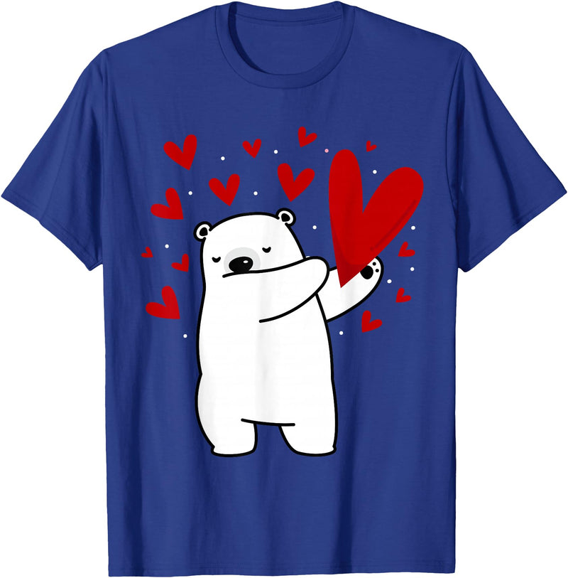 Polar Bear Dabbing Dabbing Polar Bear Heart T-Shirt - Royal Blue