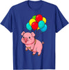 Uniquely Funny Pig Farmer Gifts Pig Flying with Balloons T-Shirt - Royal Blue
