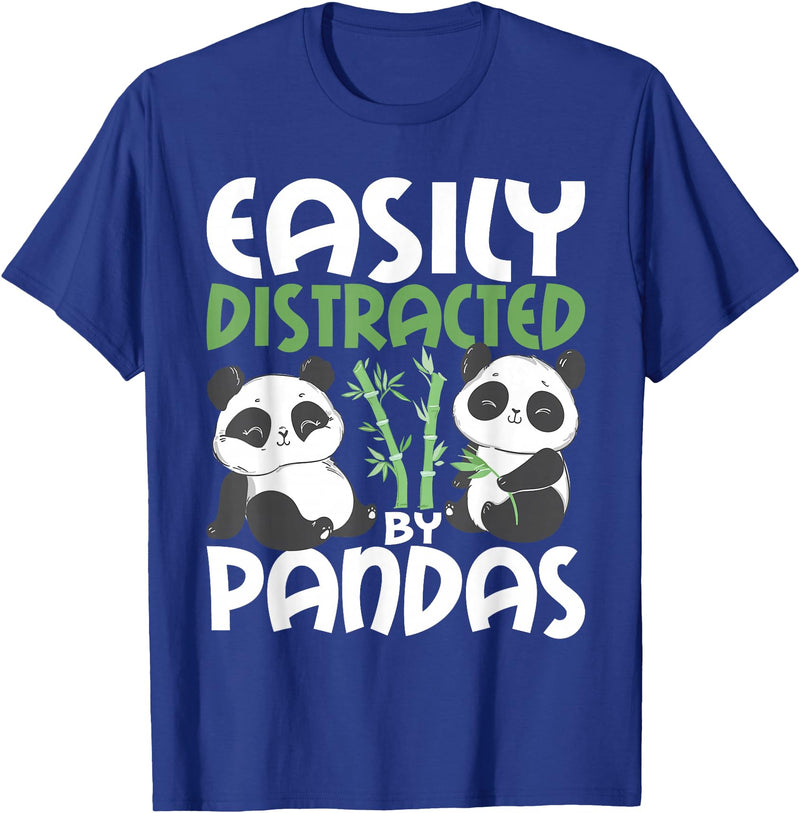 Panda Lover Shirts Easily Distracted By Pandas - Cute Kawaii Panda Bear T-Shirt - Royal Blue