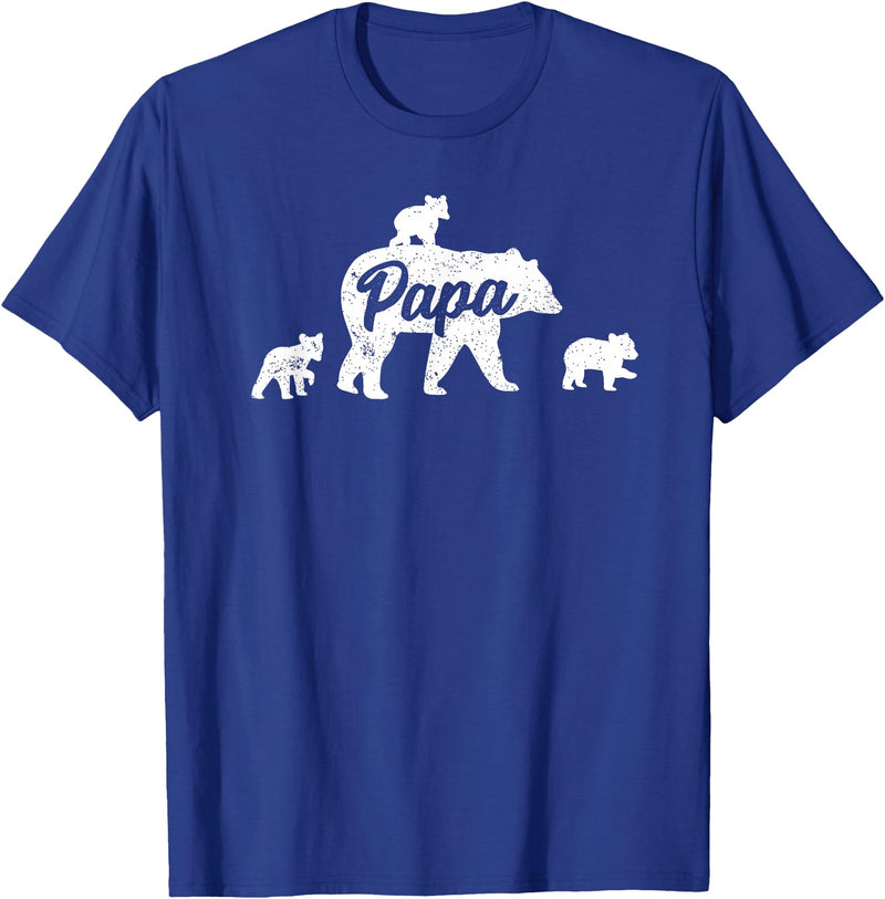 Matching Bear Family Shirt Apparel Vintage Papa Bear 3 Cubs Father's Day T-Shirt - Royal Blue