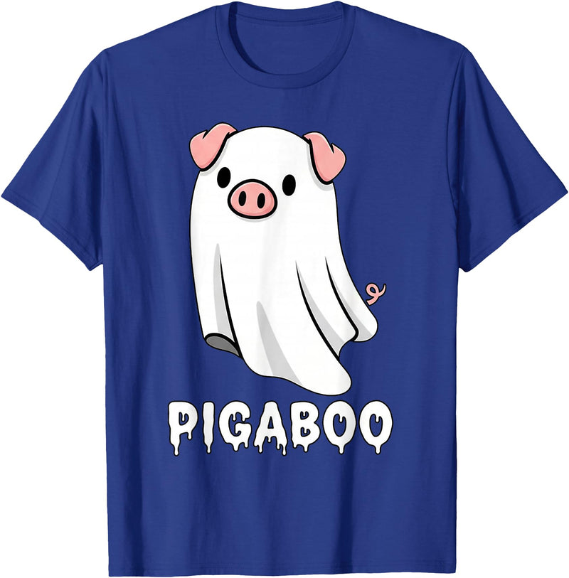 Pig Ghost Boo Halloween Humor By TEERA Funny Pig Ghost Spooky Season T-Shirt - Royal Blue
