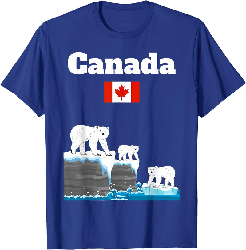 Canada Polar bears lover trip souvenir Canadian Polar Bears Spotting Souvenir Canada Flag T-Shirt - Royal Blue