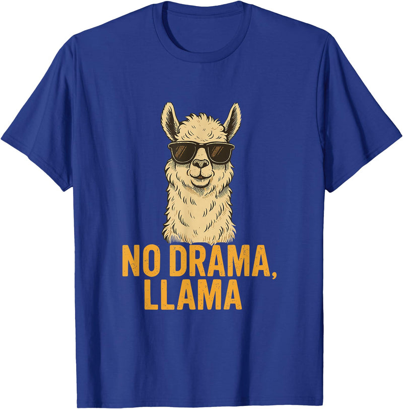 Am End Fashion No Drama, Llama - Cool Look T-Shirt - Royal Blue