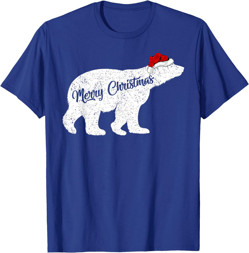 Matching Santa Polar Bear Christmas Gifts Polar Bear Animal Lover Xmas Santa Hat Polar Bear Christmas T-Shirt - Royal Blue