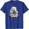 Book Lovers Polar Bear reading Books Cute Polar Bear is reading a Book, Reading Polar Bear T-Shirt - Royal Blue