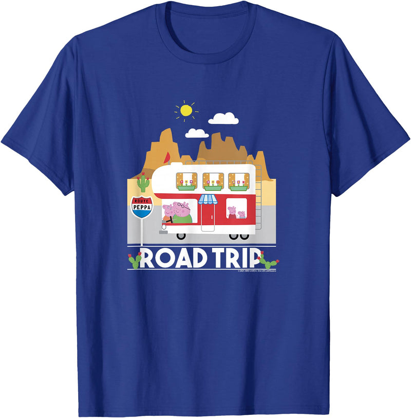 Peppa Pig Visits America Road Trip V2 T-Shirt - Royal Blue