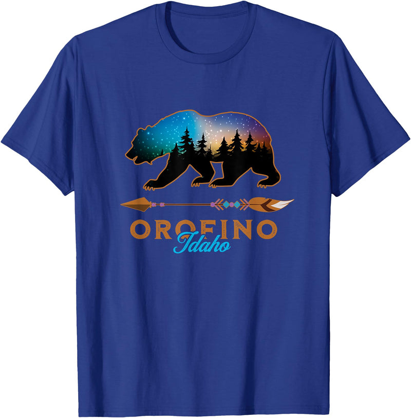 KAEDAM Graphic Art: Orofino Idaho Gifts Orofino Idaho Bear Starry Night Sky Forest Novelty Souvenir T-Shirt - Royal Blue