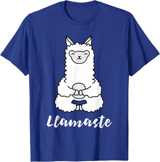 Cute Yoga Shirts - Llamaste Llamaste - Cute Yoga Lovers Gift, Adorable Llama Fitness T-Shirt - Royal Blue