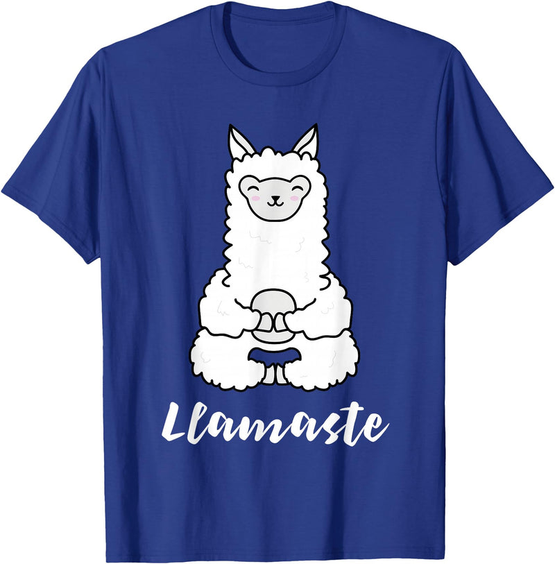 Cute Yoga Shirts - Llamaste Llamaste - Cute Yoga Lovers Gift, Adorable Llama Fitness T-Shirt - Royal Blue
