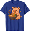 Pig Eating Ramen Kawaii Anime Animals Pig with Noodles Ramen Kawaii Pig T-Shirt - Royal Blue