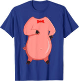 Animal Costume Shirts Piglet Costume T-Shirt for Halloween Pig Animal Cosplay Tee - Royal Blue
