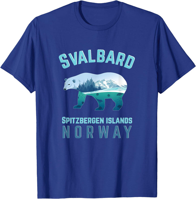 Longyearbyen am Nordkap und Spitzbergen Inseln Svalbard Spitzbergen Islands Norway Fjords with Polar Bear T-Shirt - Royal Blue