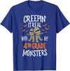 Halloween by Joy Haus Creepin It Real with My 4th Grade Monsters Halloween Teacher T-Shirt - Royal Blue