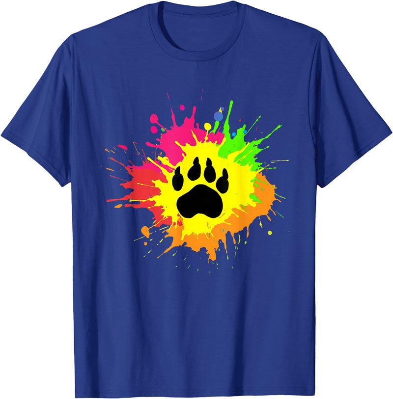 Furry Fandom Shirt by Crush Retro Furry Shirt Rainbow Bear Fursona Wolf Paw Print Gifts T-Shirt - Royal Blue