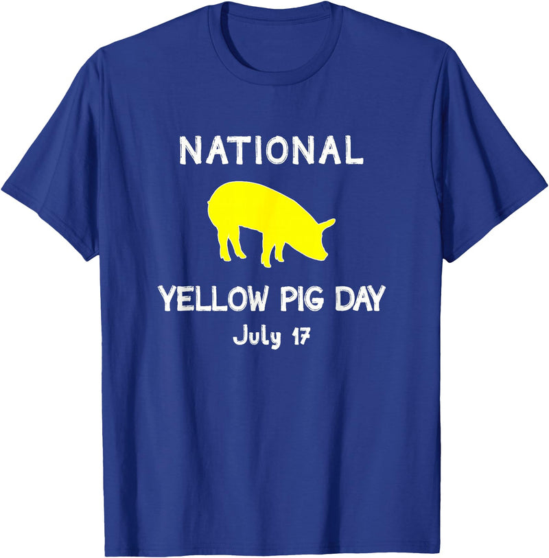 Porker Apparel Co National Yellow Pig Day T-Shirt - Royal Blue