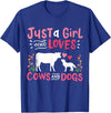 Cow Lover Gift Just a Girl Who Loves Cows and Dogs Farmer T-Shirt - Royal Blue