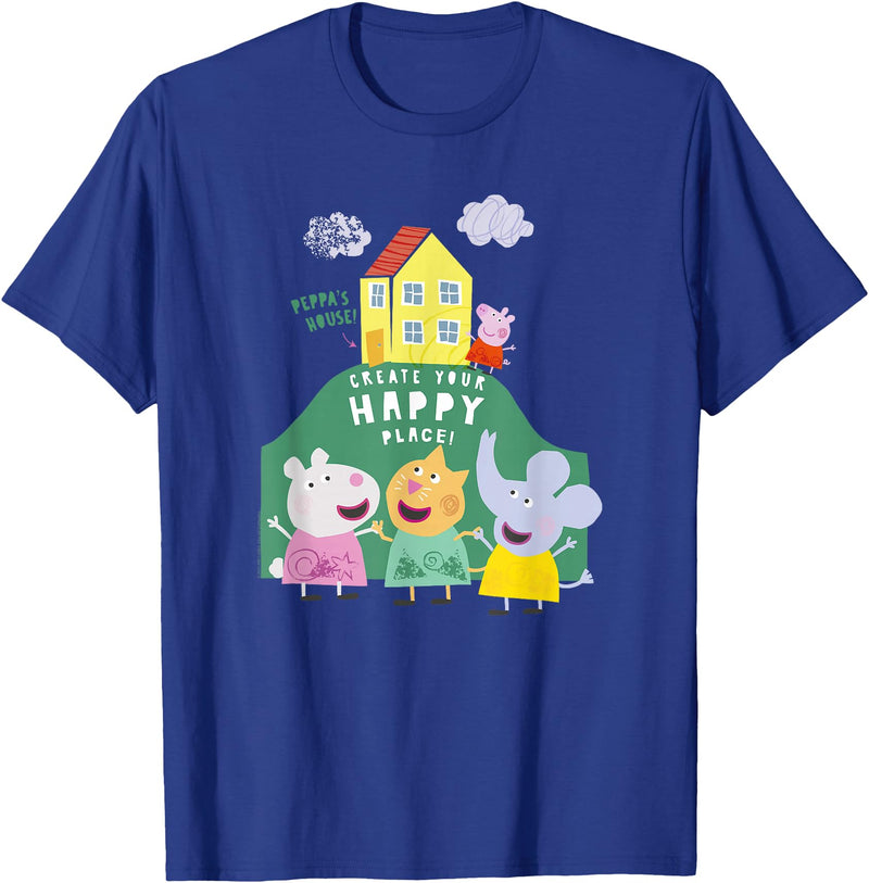 Peppa Pig Peppa's House Create Your Happy Place Group Shot T-Shirt - Royal Blue