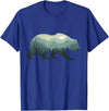 Outdoors Gift Ideas Camping Stuff Men Graphic Tees Misty Forest Bear Silhouette Wildlife Nature Lover T-Shirt - Royal Blue