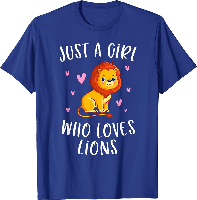 Gifts For Lion Lovers Girls Just A Girl Who Loves Lions Cute Lion Lover T-Shirt - Royal Blue